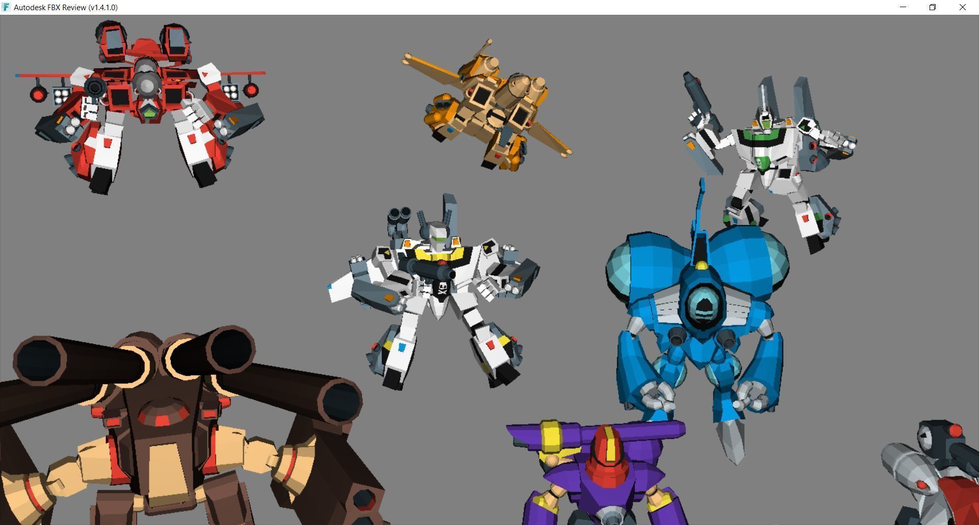 Collection 09 group of robots with guns 3D model_2