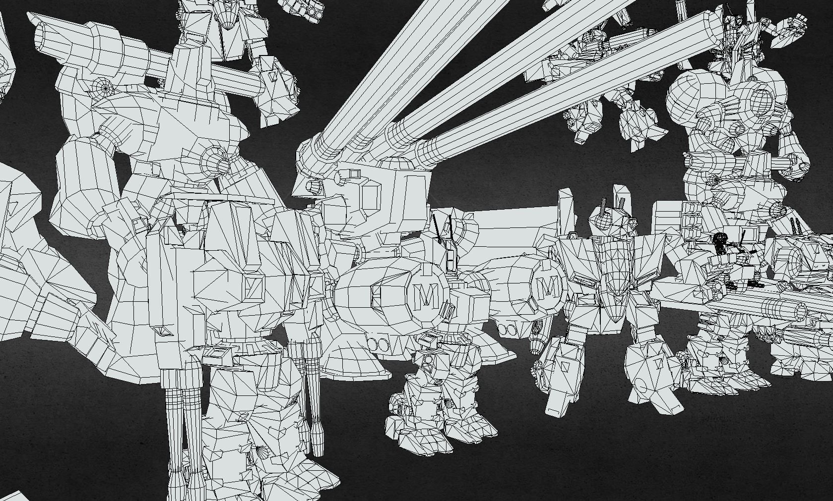 Collection 09 group of robots with guns 3D model_4