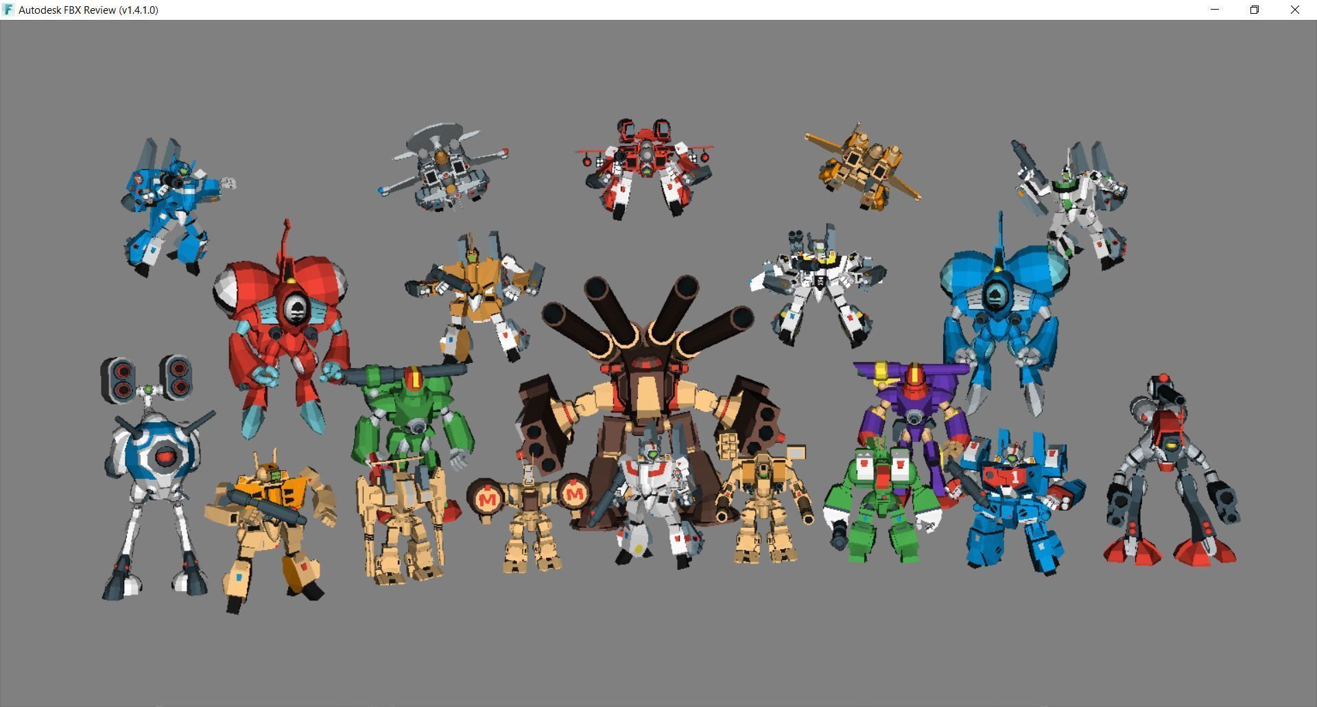 Collection 09 group of robots with guns 3D model_8