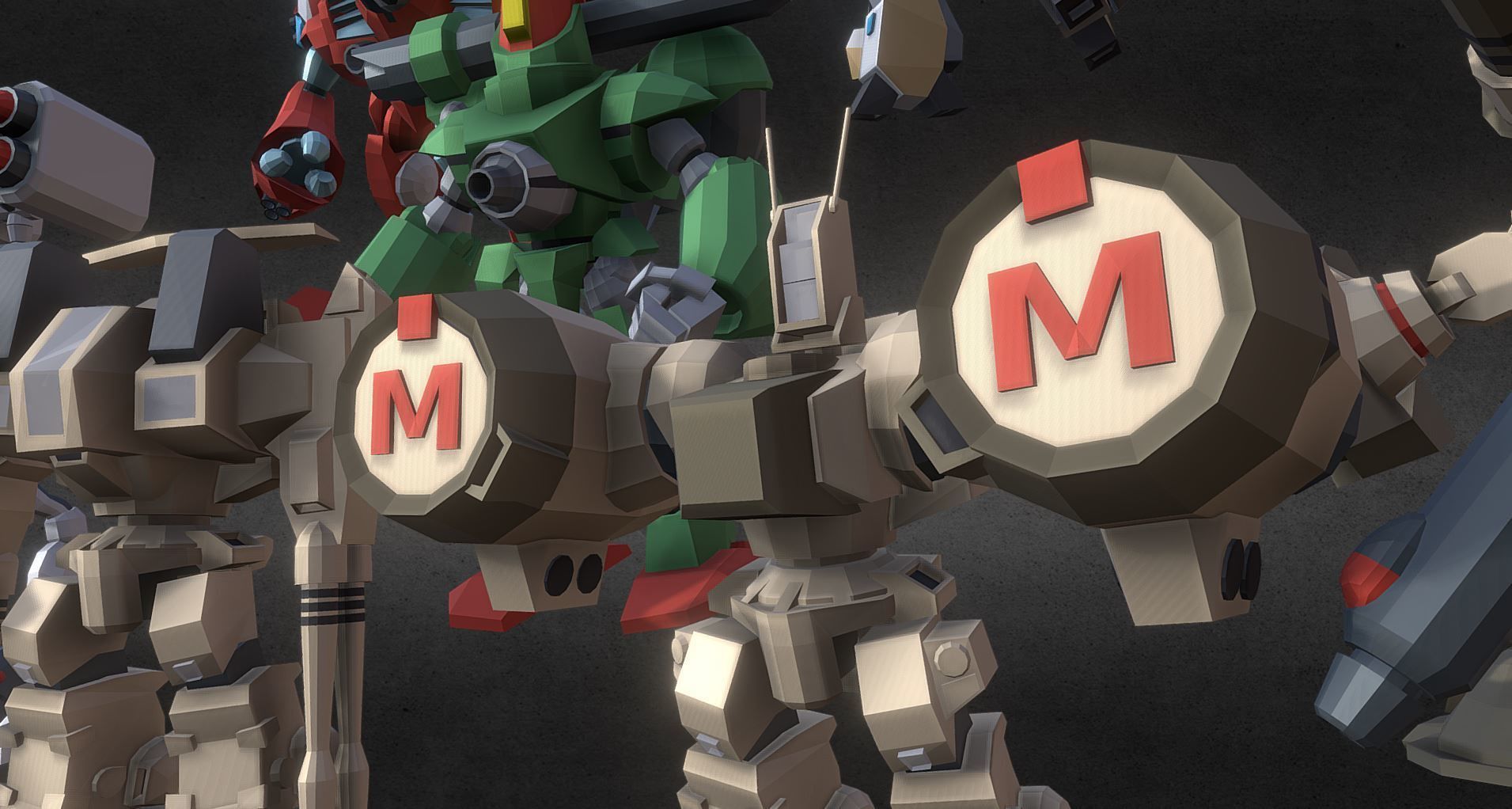 Collection 09 group of robots with guns 3D model_6