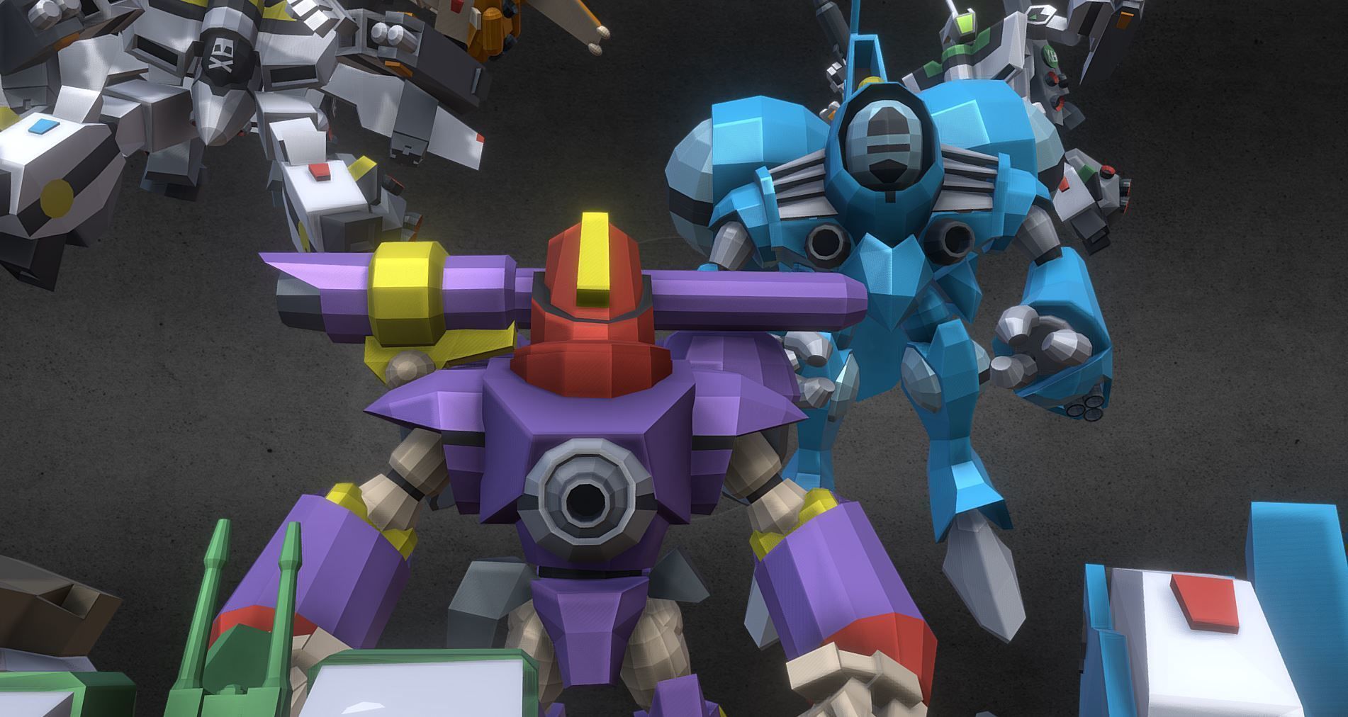 Collection 09 group of robots with guns 3D model_7