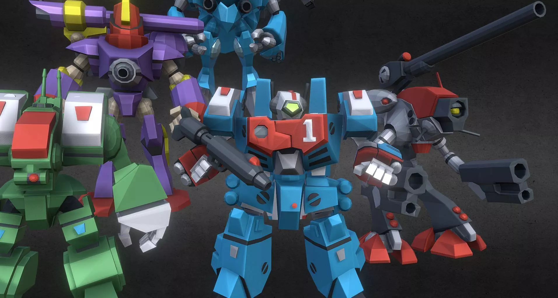 Collection 09 group of robots with guns 3D model_0