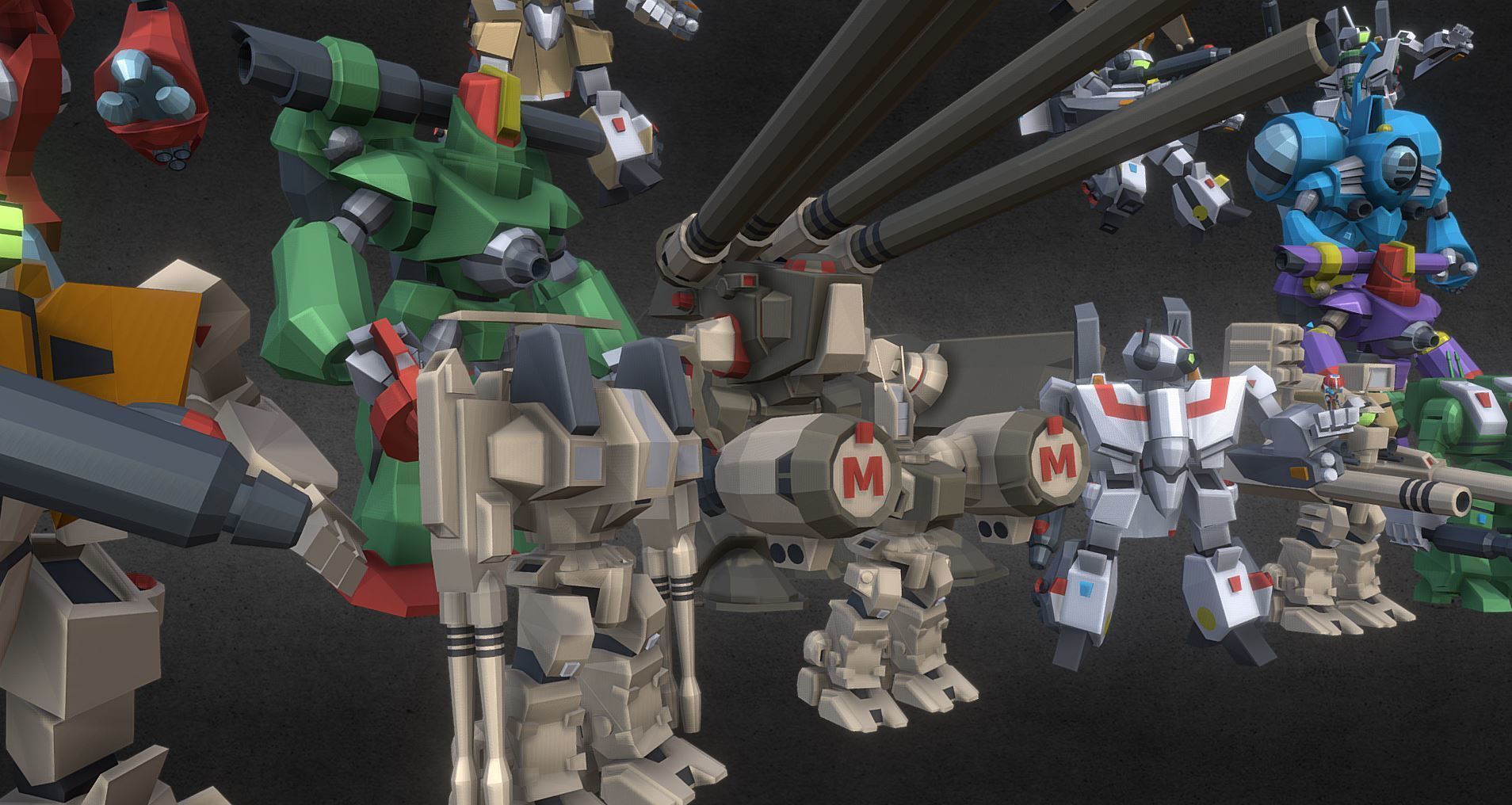 Collection 09 group of robots with guns 3D model_3