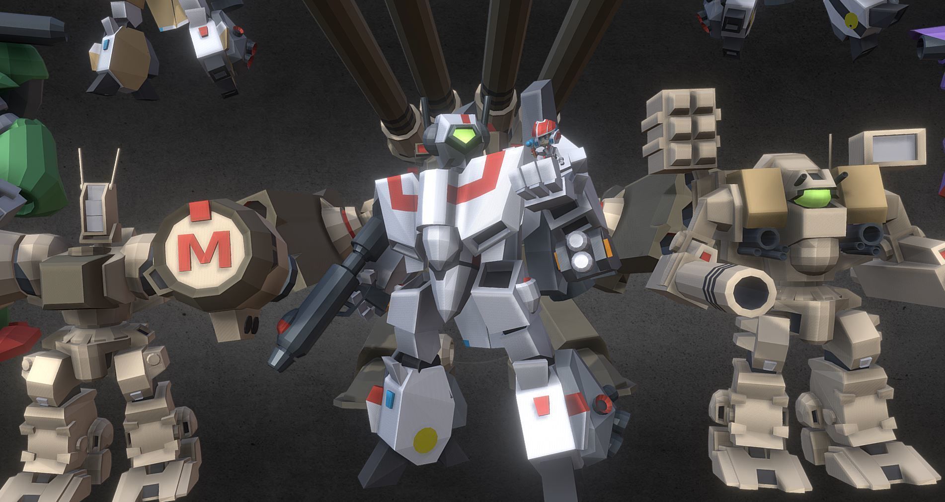 Collection 09 group of robots with guns 3D model_1
