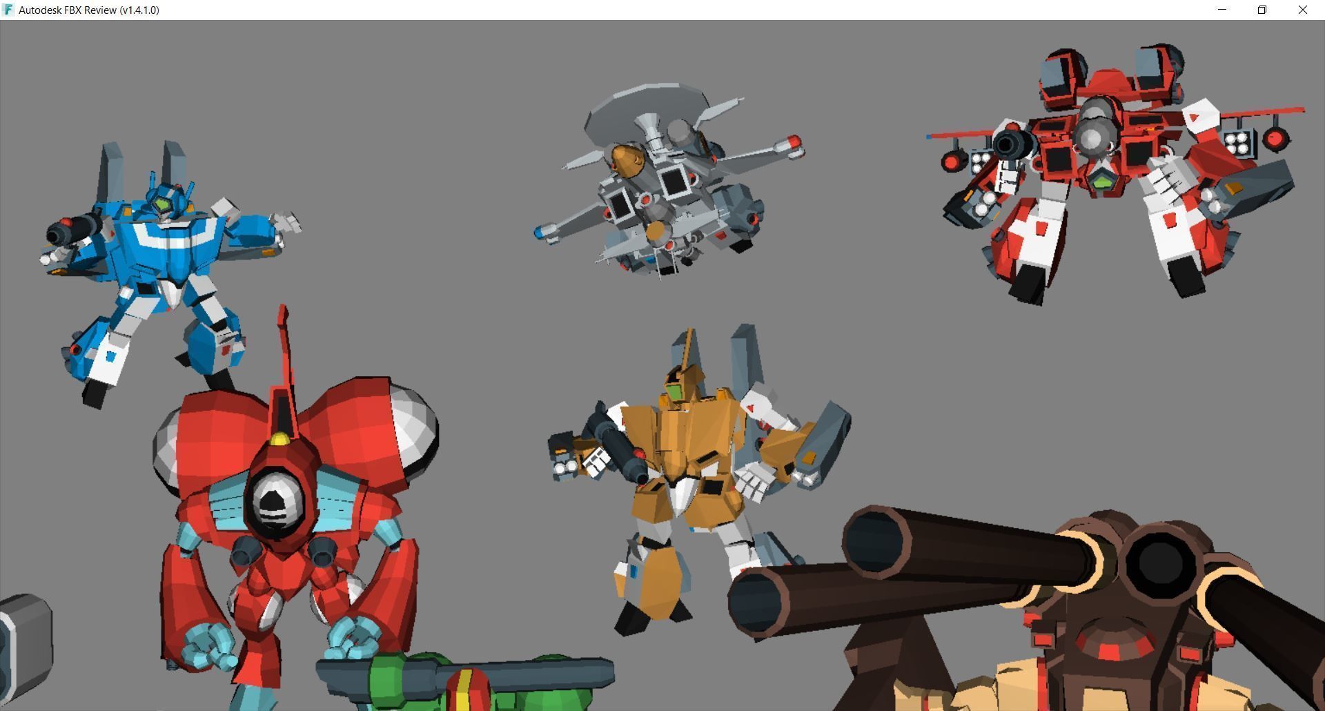 Collection 09 group of robots with guns 3D model_9