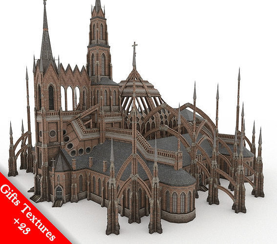 Gothic Cathedral 01 Low-poly 3D model