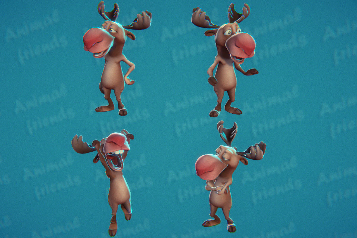 Forest Animal Friends Low-poly 3D model_6