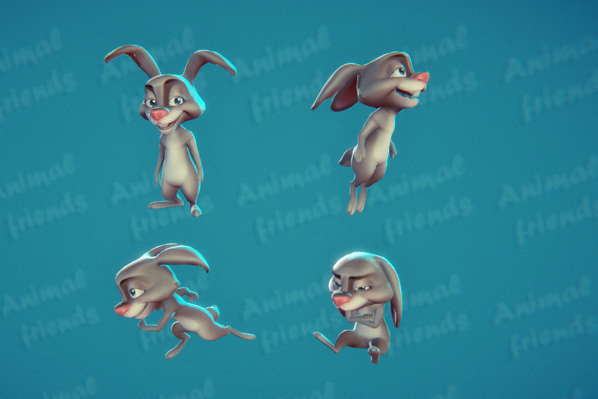 Forest Animal Friends Low-poly 3D model_7