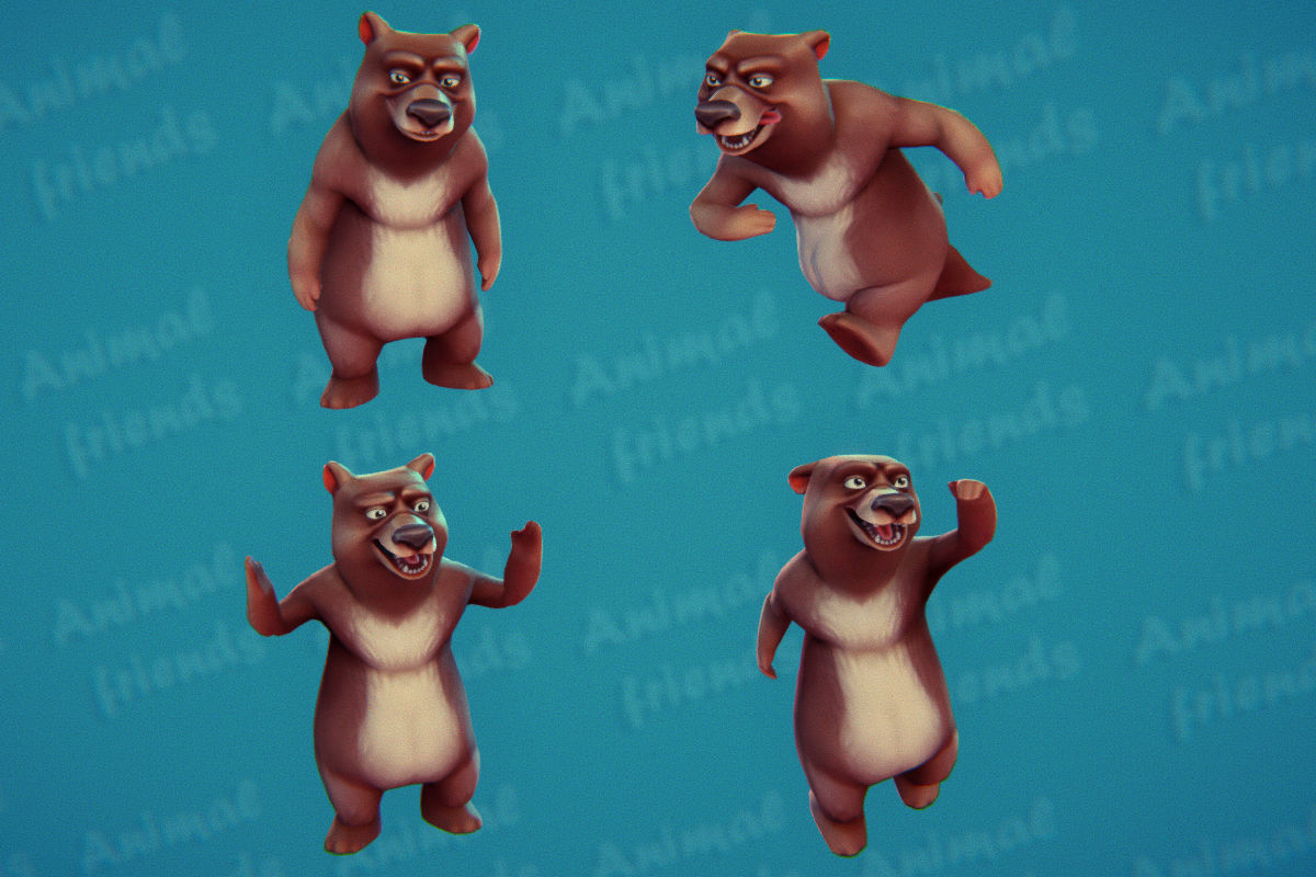 Forest Animal Friends Low-poly 3D model_9