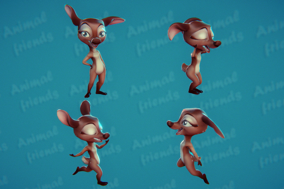 Forest Animal Friends Low-poly 3D model_10