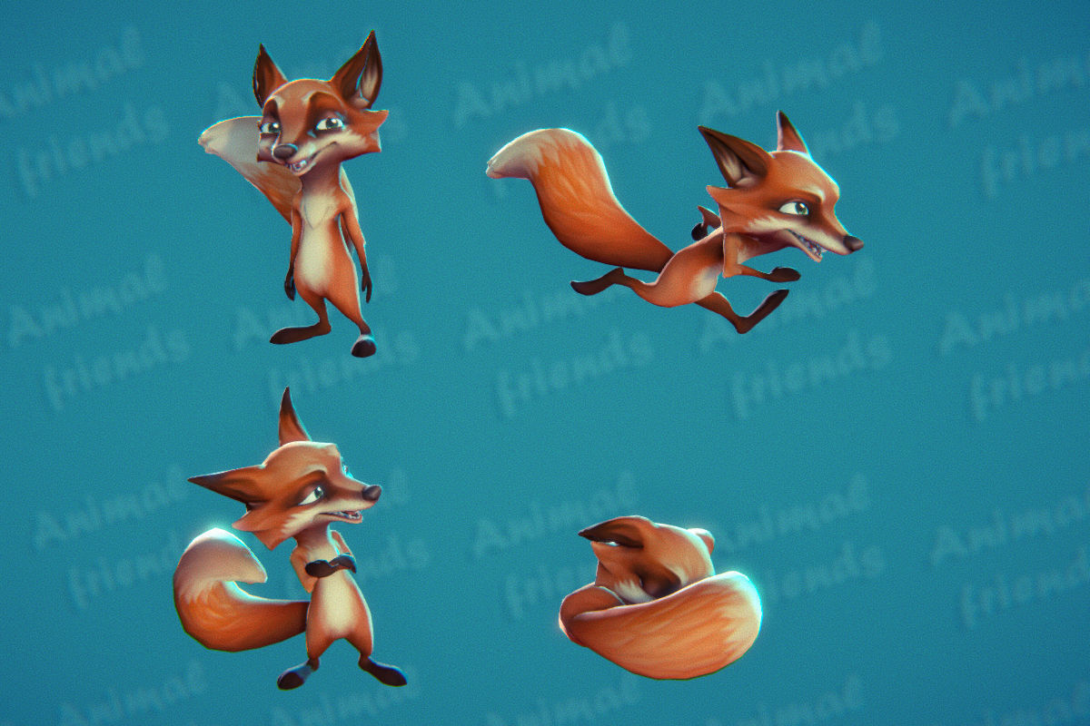 Forest Animal Friends Low-poly 3D model_8