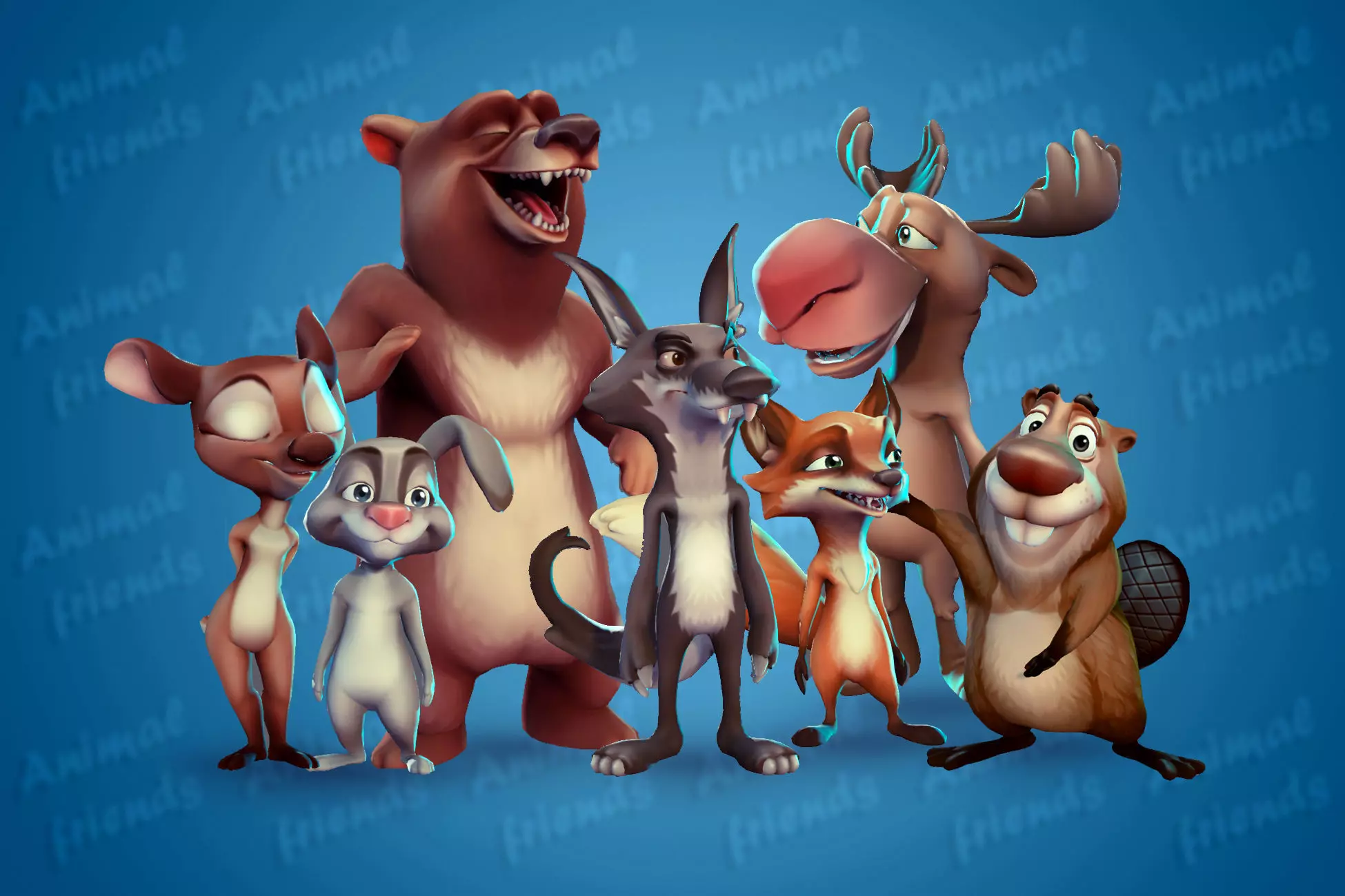 Forest Animal Friends Low-poly 3D model_0