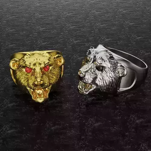 Bear gold and silver jewelry 3D model