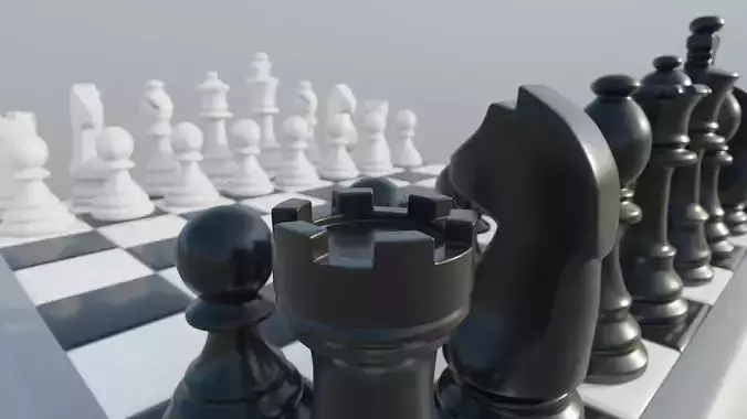 Classic Chess Set Low-poly 3D model
