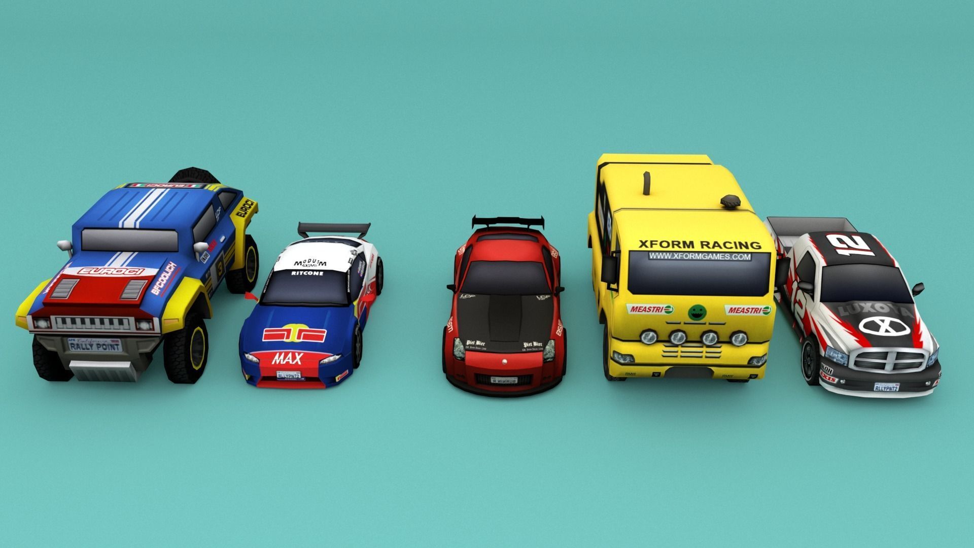 Low Poly Rally Car Pack Low-poly 3D model Low-poly 3D model_2