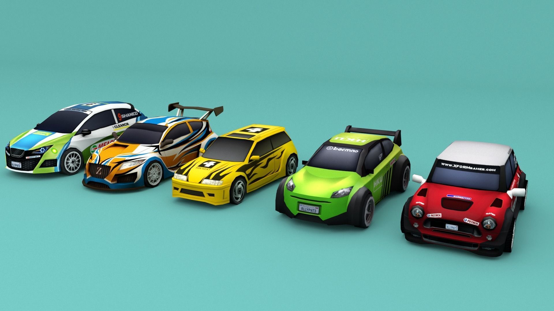 Low Poly Rally Car Pack Low-poly 3D model Low-poly 3D model_3