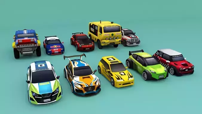 Low Poly Rally Car Pack Low-poly 3D model Low-poly 3D model