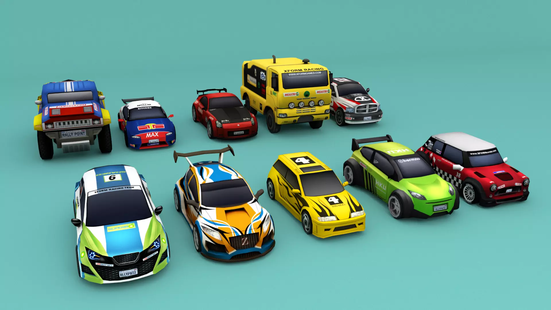 Low Poly Rally Car Pack Low-poly 3D model Low-poly 3D model_0