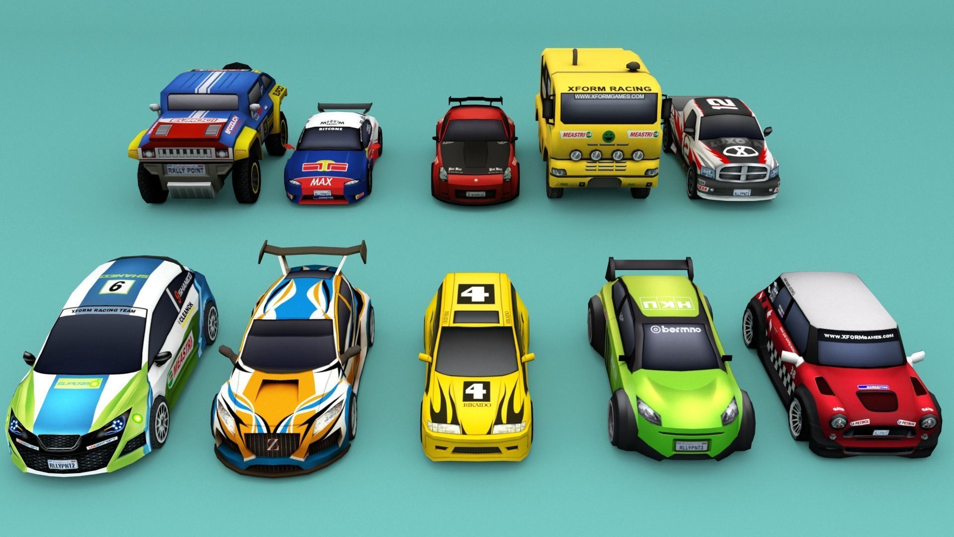 Low Poly Rally Car Pack Low-poly 3D model Low-poly 3D model_1
