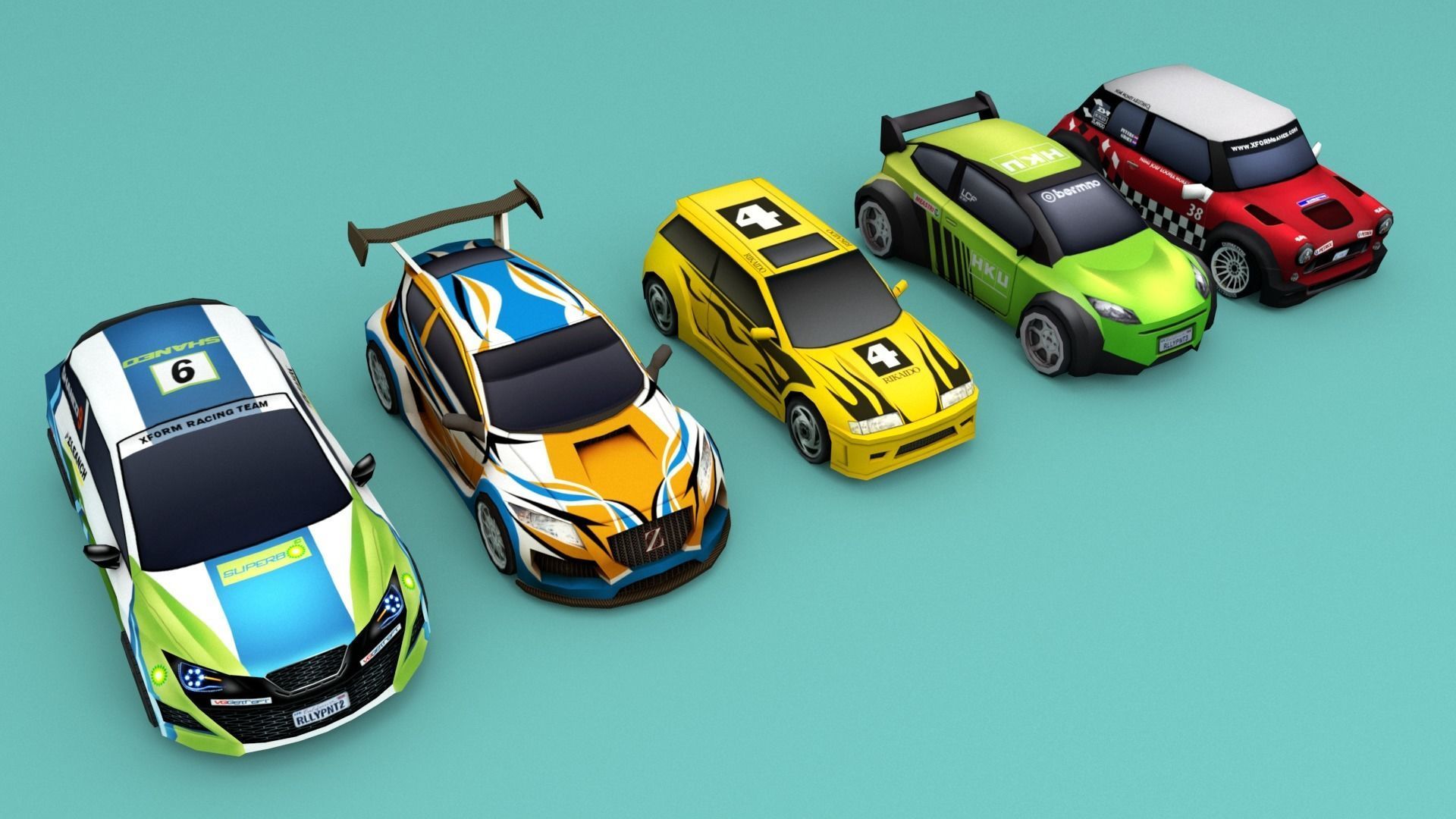 Low Poly Rally Car Pack Low-poly 3D model Low-poly 3D model_4
