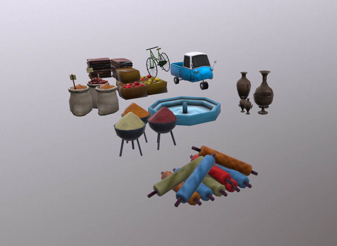 Lowpoly Arabic Bazzar Low-poly 3D model_10