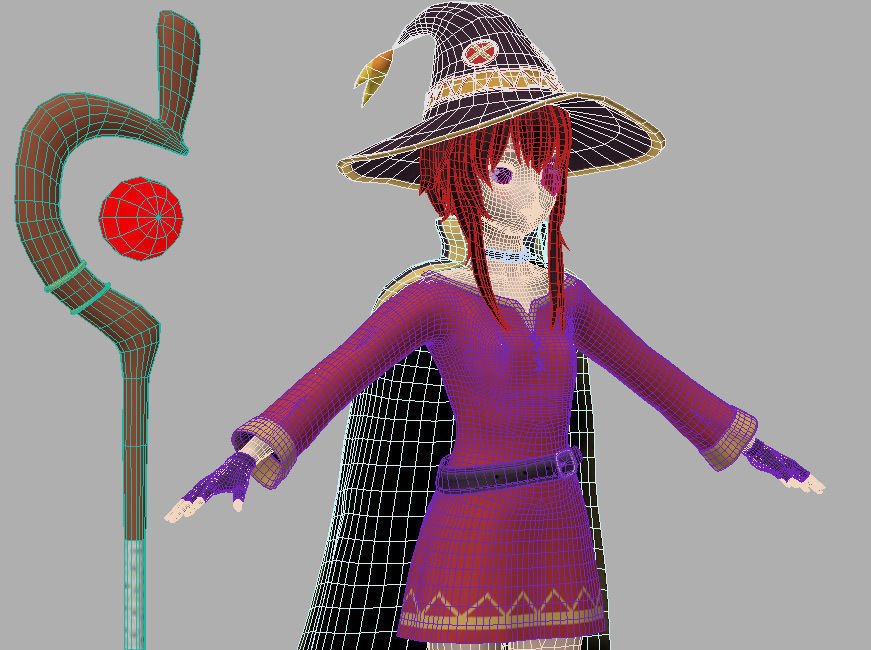 T pose nonrigged model of Megumin anime girl 3D model_7