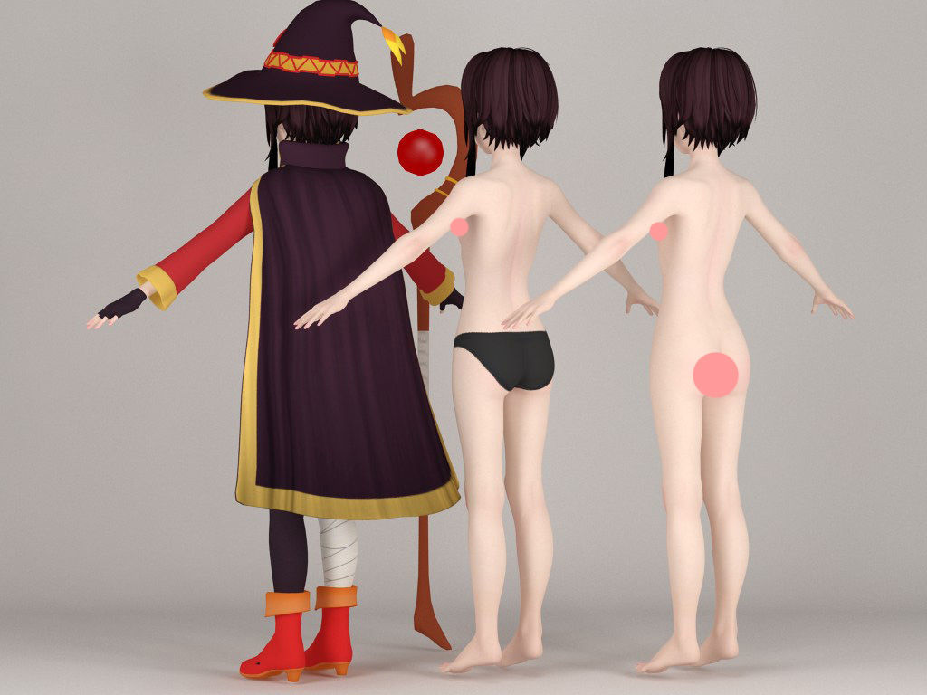 T pose nonrigged model of Megumin anime girl 3D model_5