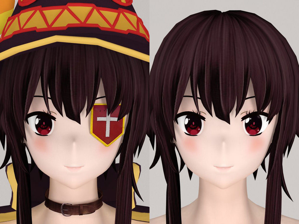T pose nonrigged model of Megumin anime girl 3D model_1
