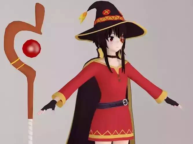 T pose nonrigged model of Megumin anime girl 3D model