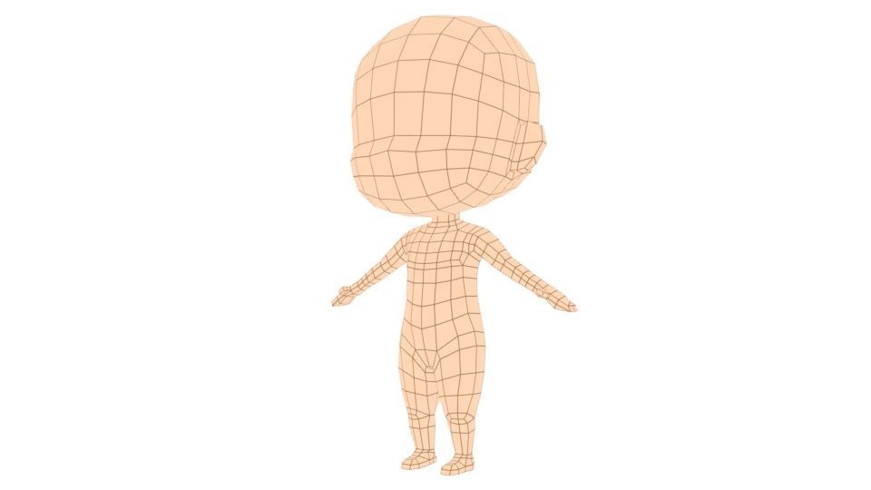 Chibi Basemesh Low-poly 3D model_7