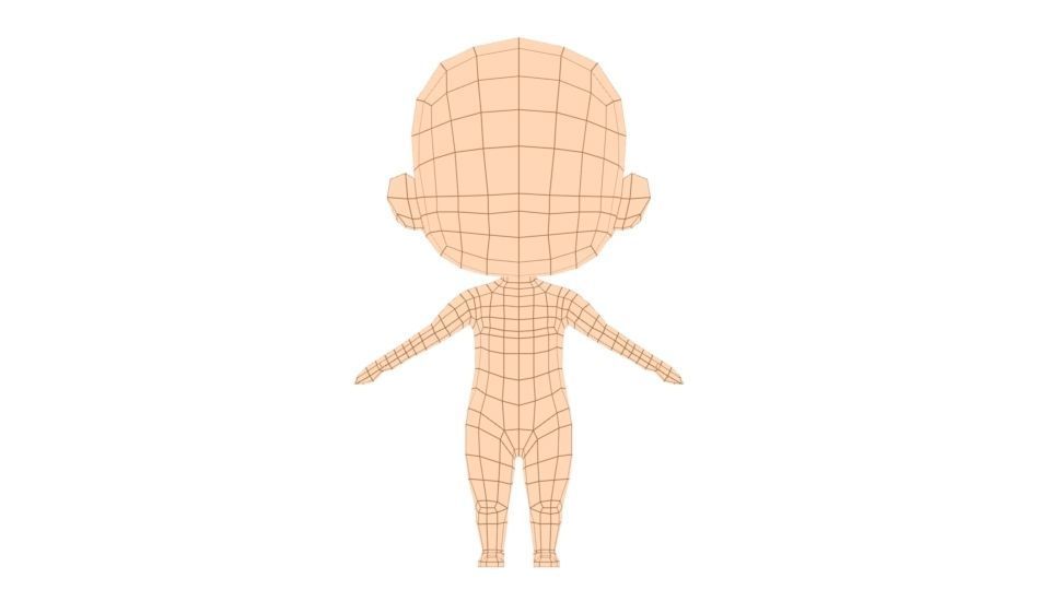 Chibi Basemesh Low-poly 3D model_4