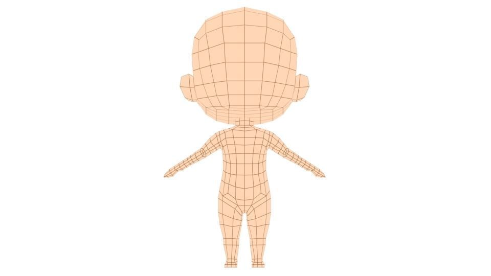 Chibi Basemesh Low-poly 3D model_6