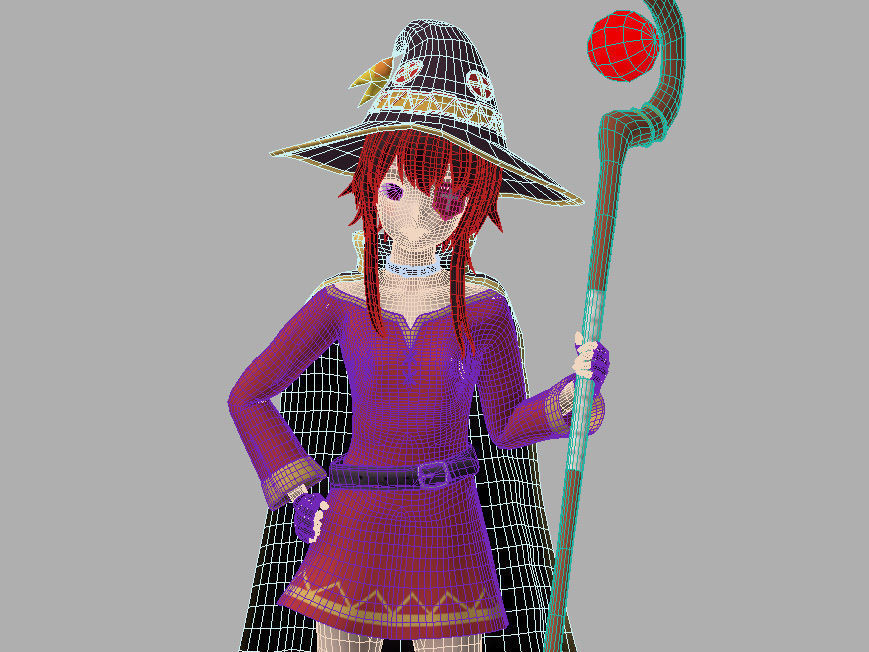 Megumin anime girl pose 01 3D model_7