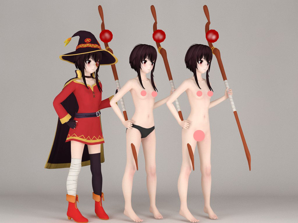 Megumin anime girl pose 01 3D model_4