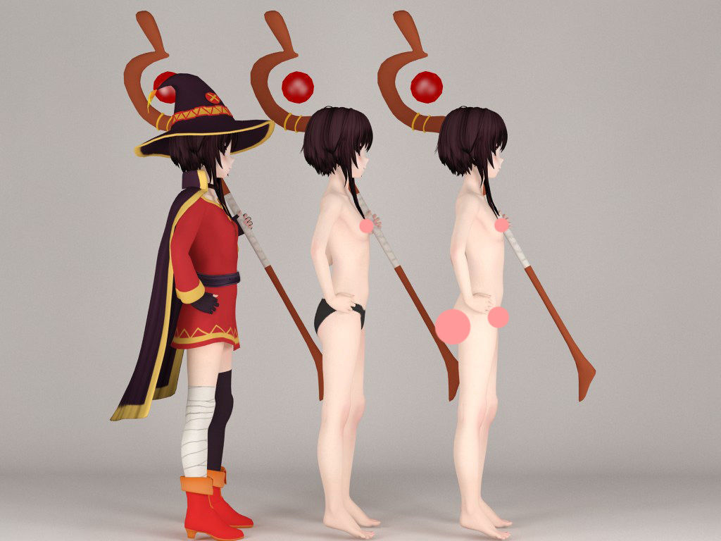 Megumin anime girl pose 01 3D model_5