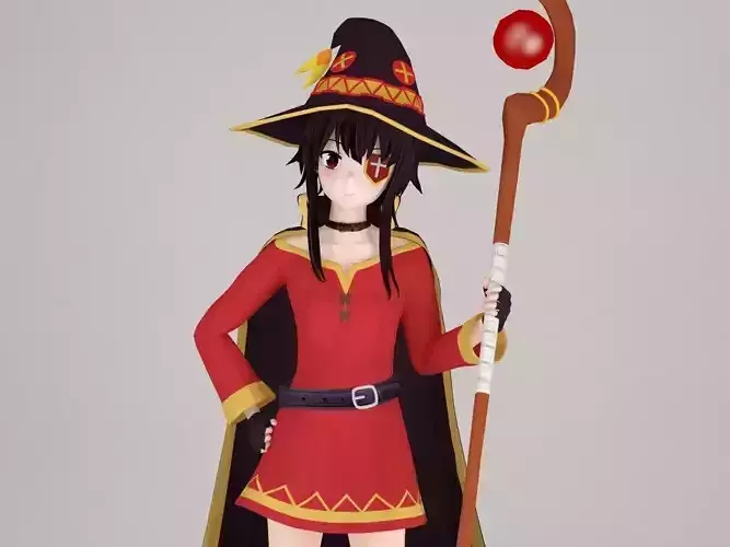 Megumin anime girl pose 01 3D model