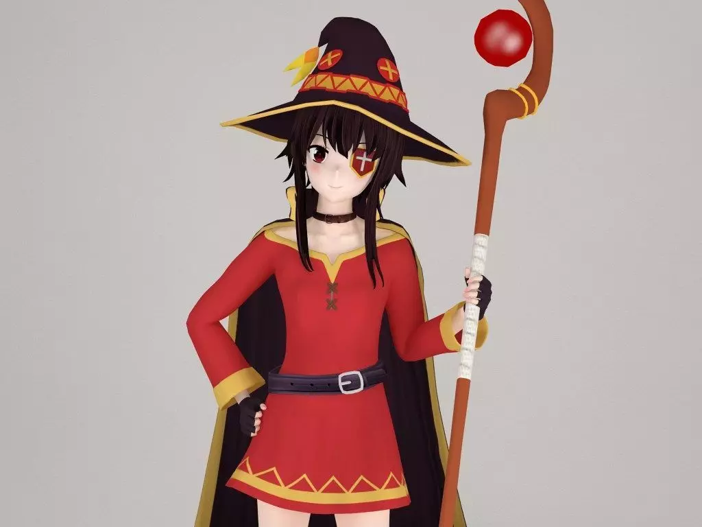 Megumin anime girl pose 01 3D model_0
