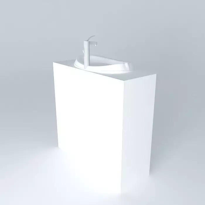 White modern sink Free 3D model