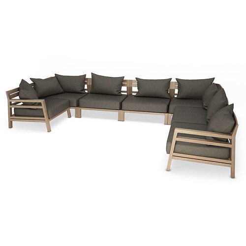 Wooden Sofa Costes Composable 3D model