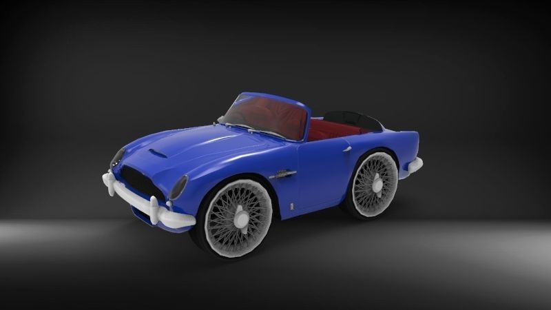 Aston martin DB5 cartoon car  Low-poly 3D model_1