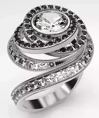 Designer Double Halo Ring  3D print model