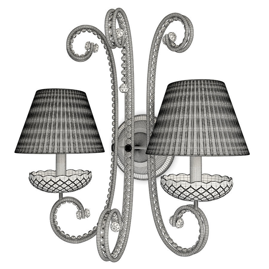 Baroque crystal Wall Lamp 3D model_1