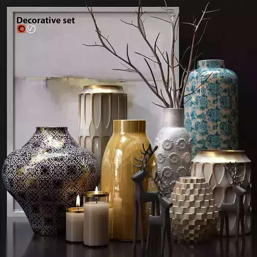 Decorative set of vases and candles