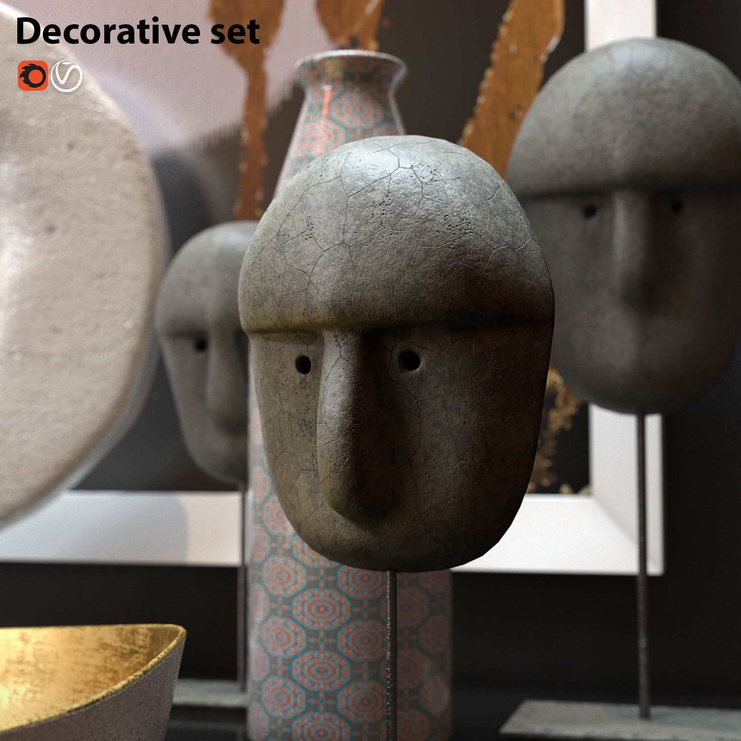 Decorative set 3D model_1