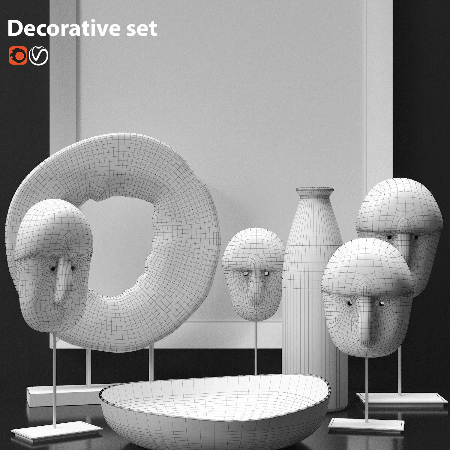 Decorative set 3D model_2