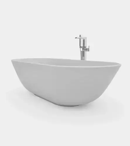 Bathroom set with round bathtub and floor mount bathtub faucet