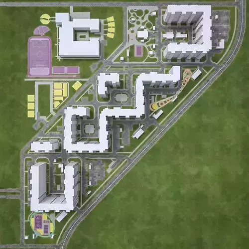 Urban Area 04  Low-poly 3D model