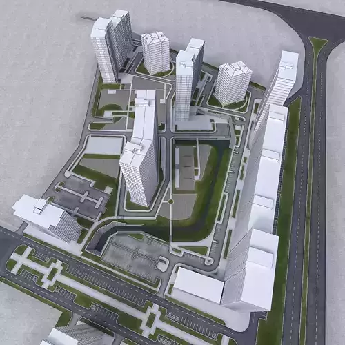 Urban Area 03  Low-poly 3D model