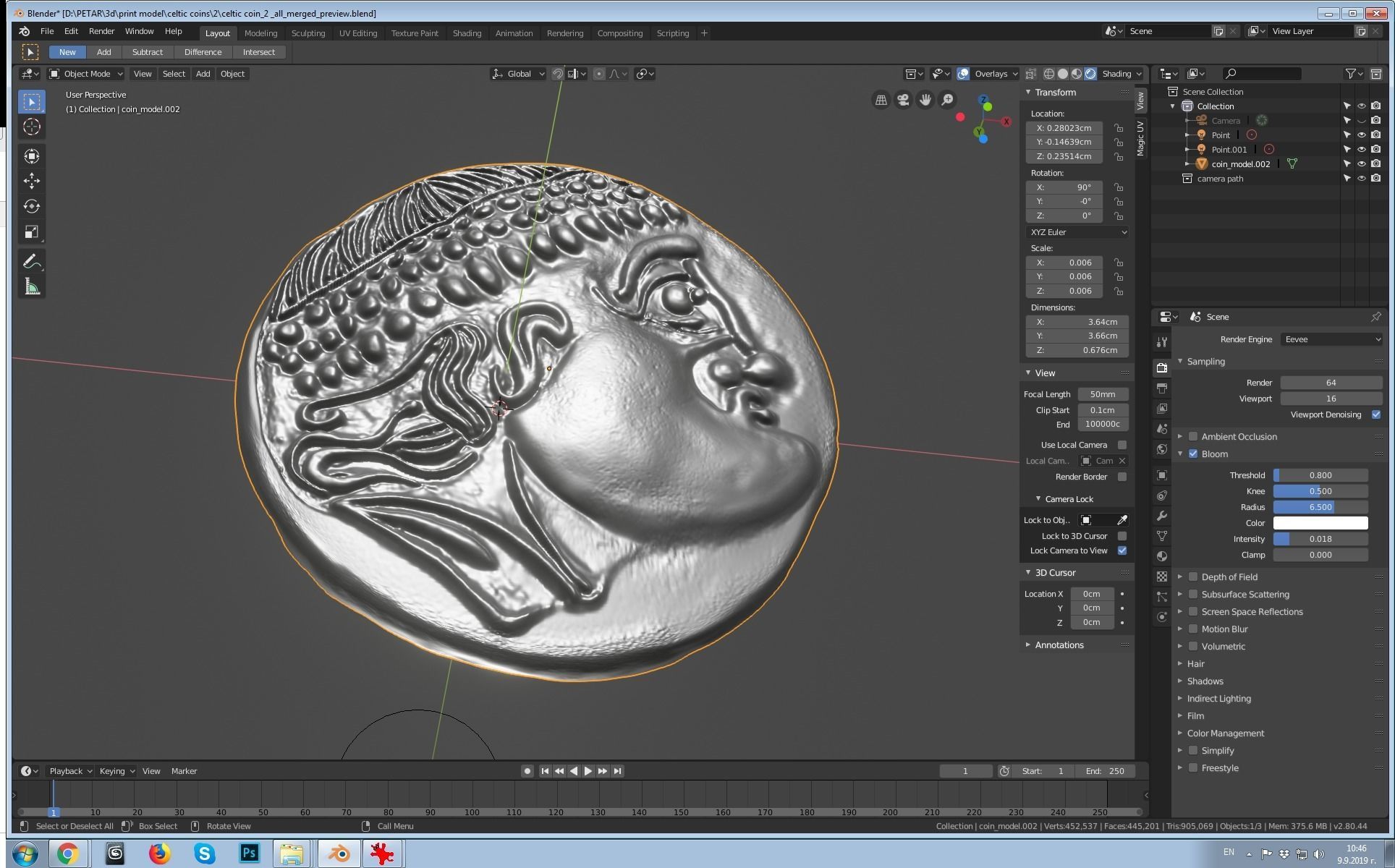 Celtic coin 2 3D print model_2