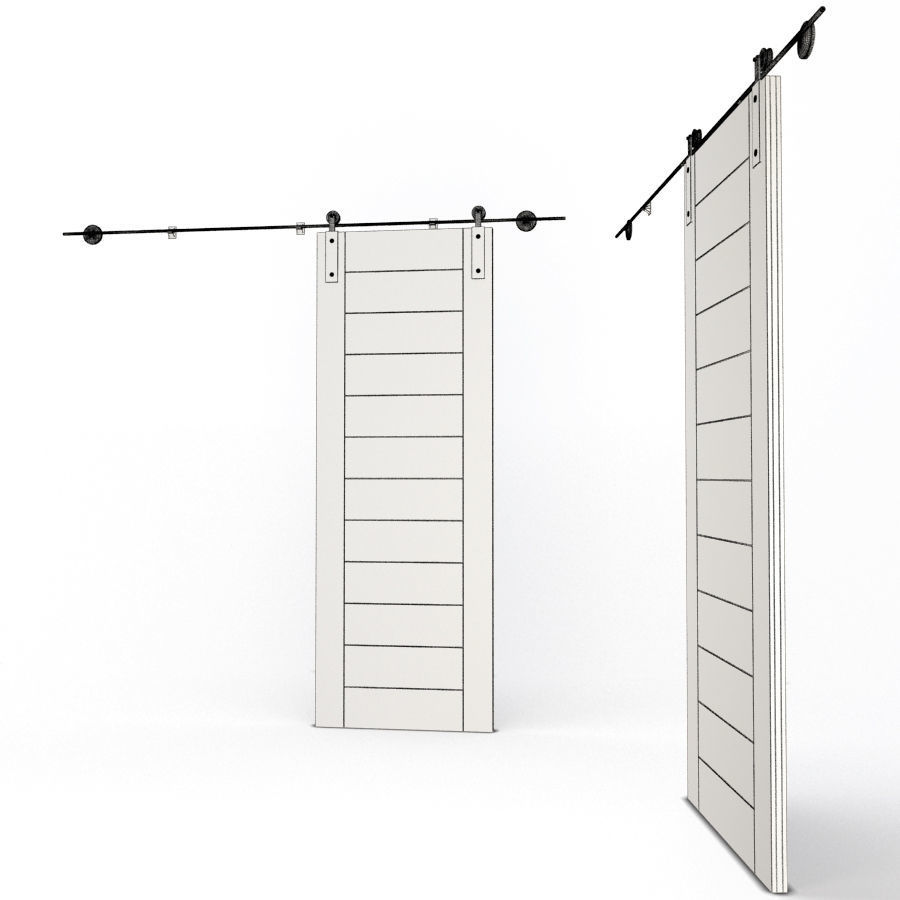 Wooden Sliding Door Solo 3D model_1